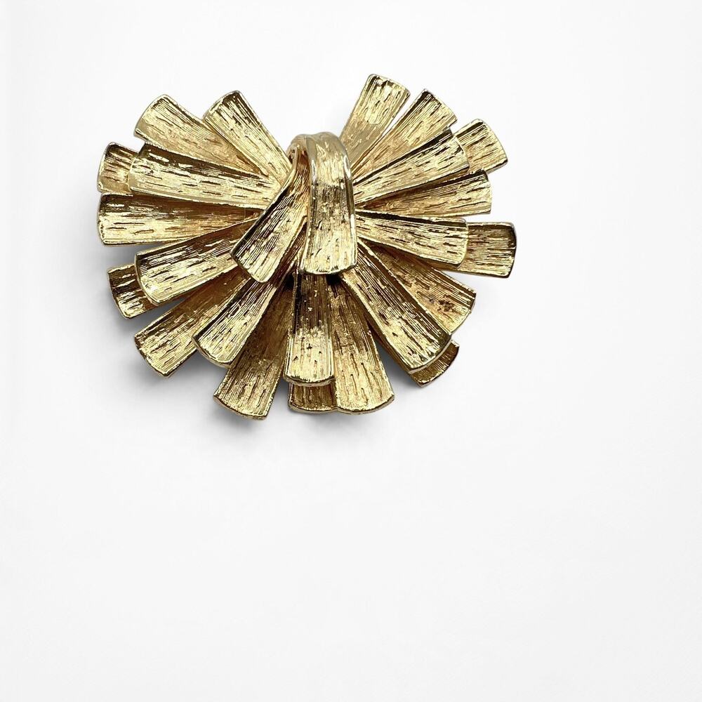 Vintage Corocraft Atomic Starburst Brooch Pin Abstract Brushed Gold Tone 50s MCM